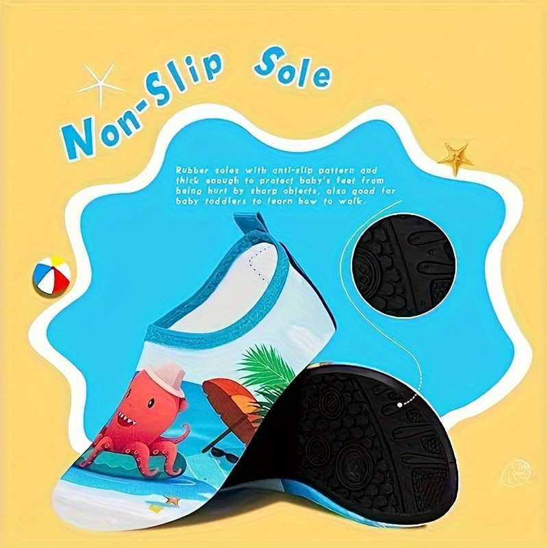 cute cartoon barefoot slip on water shoes lightweight non slip quick drying wading shoes for boys and girls swimming diving walking details 0