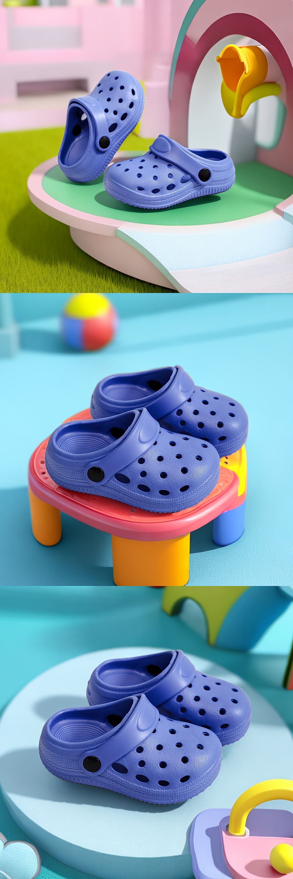 boys trendy hollow out solid clogs comfy non slip casual slippers for kids outdoor   shower details 4