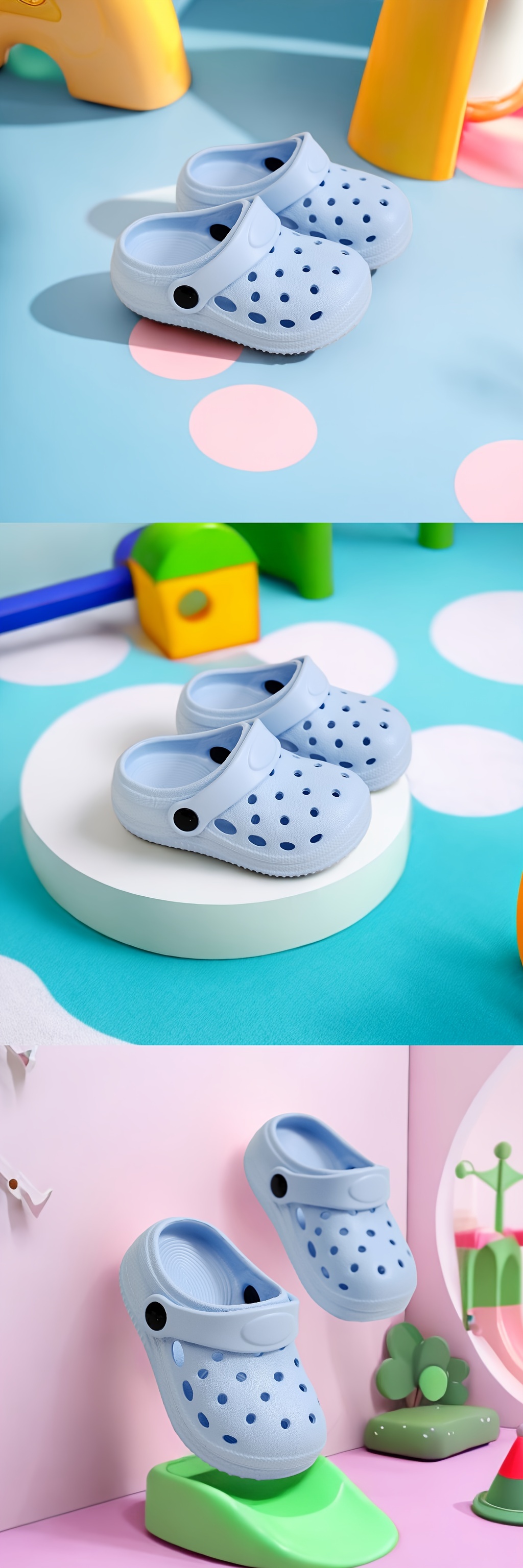 boys trendy hollow out solid clogs comfy non slip casual slippers for kids outdoor   shower details 5