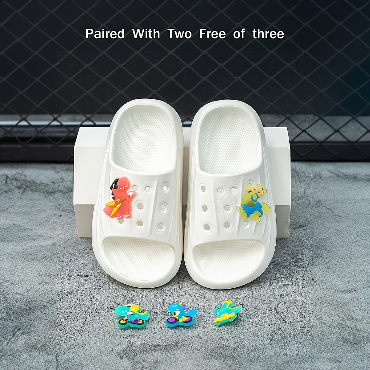 boys casual comfortable open toe water shoes with cute cartoon   dinosaur breathable non slip wear resistant slippers for outdoor beach details 0