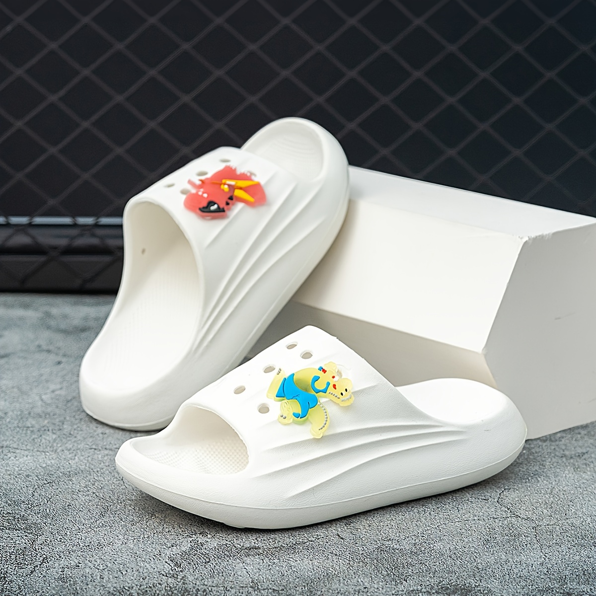 boys casual comfortable open toe water shoes with cute cartoon   dinosaur breathable non slip wear resistant slippers for outdoor beach details 1