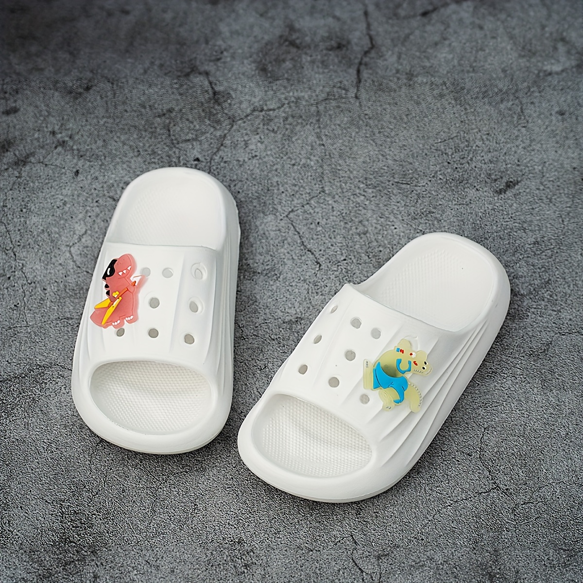 boys casual comfortable open toe water shoes with cute cartoon   dinosaur breathable non slip wear resistant slippers for outdoor beach details 2