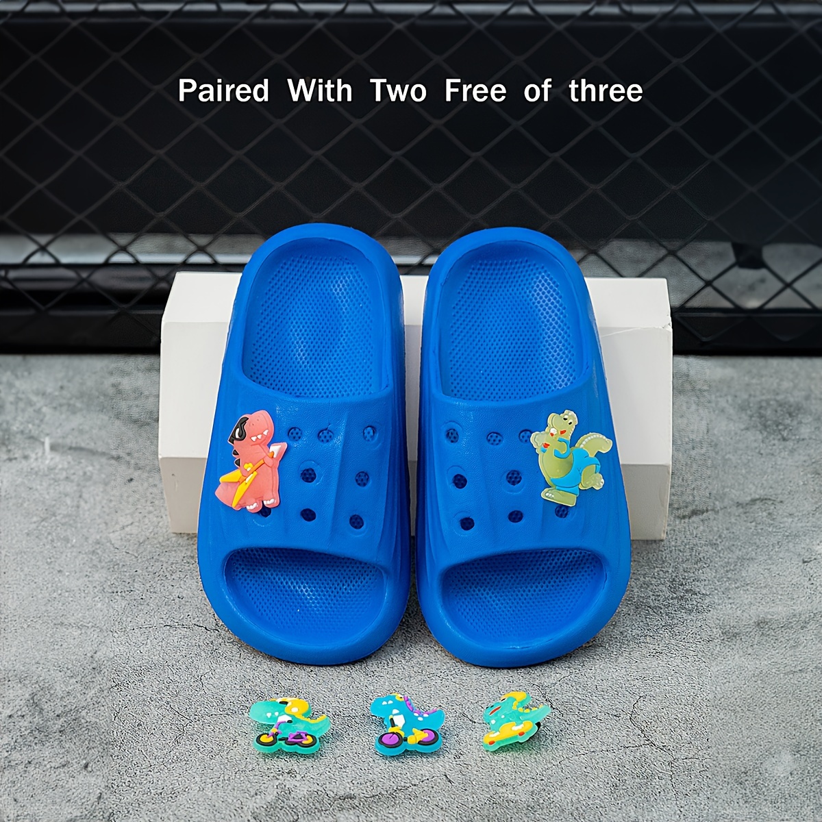 boys casual comfortable open toe water shoes with cute cartoon   dinosaur breathable non slip wear resistant slippers for outdoor beach details 3