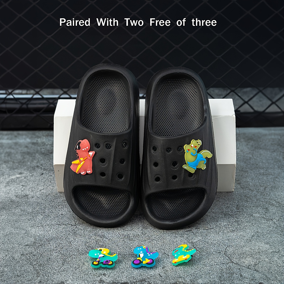 boys casual comfortable open toe water shoes with cute cartoon   dinosaur breathable non slip wear resistant slippers for outdoor beach details 8