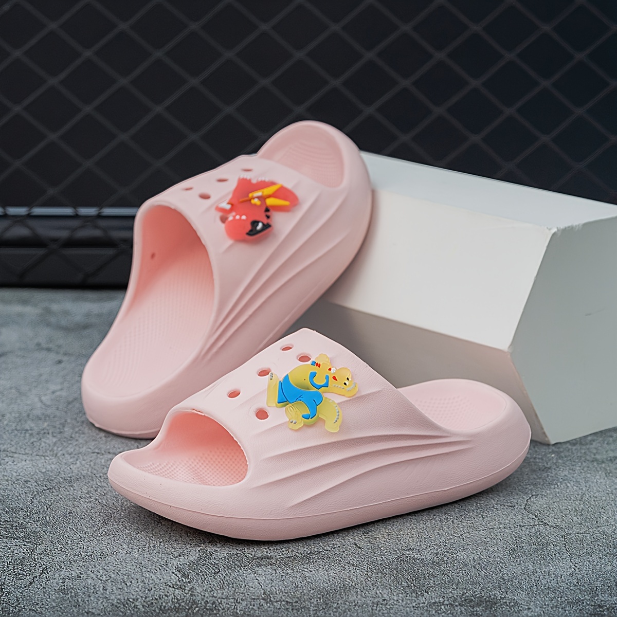 boys casual comfortable open toe water shoes with cute cartoon   dinosaur breathable non slip wear resistant slippers for outdoor beach details 9