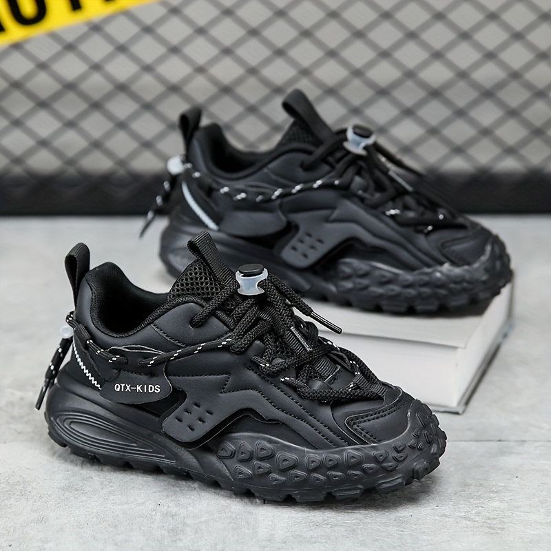 boys trendy solid thickened toe chunky shoes comfy non slip casual soft sole sneakers for kids outdoor activities details 2