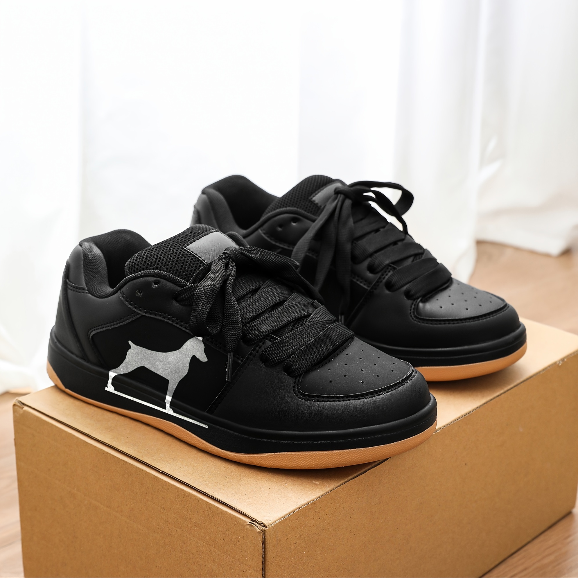 boys fashion sneakers low top casual sports shoes with solid color lace up closure round toe pu upper sole fabric inner   comfort footwear for   over 14 years old details 2