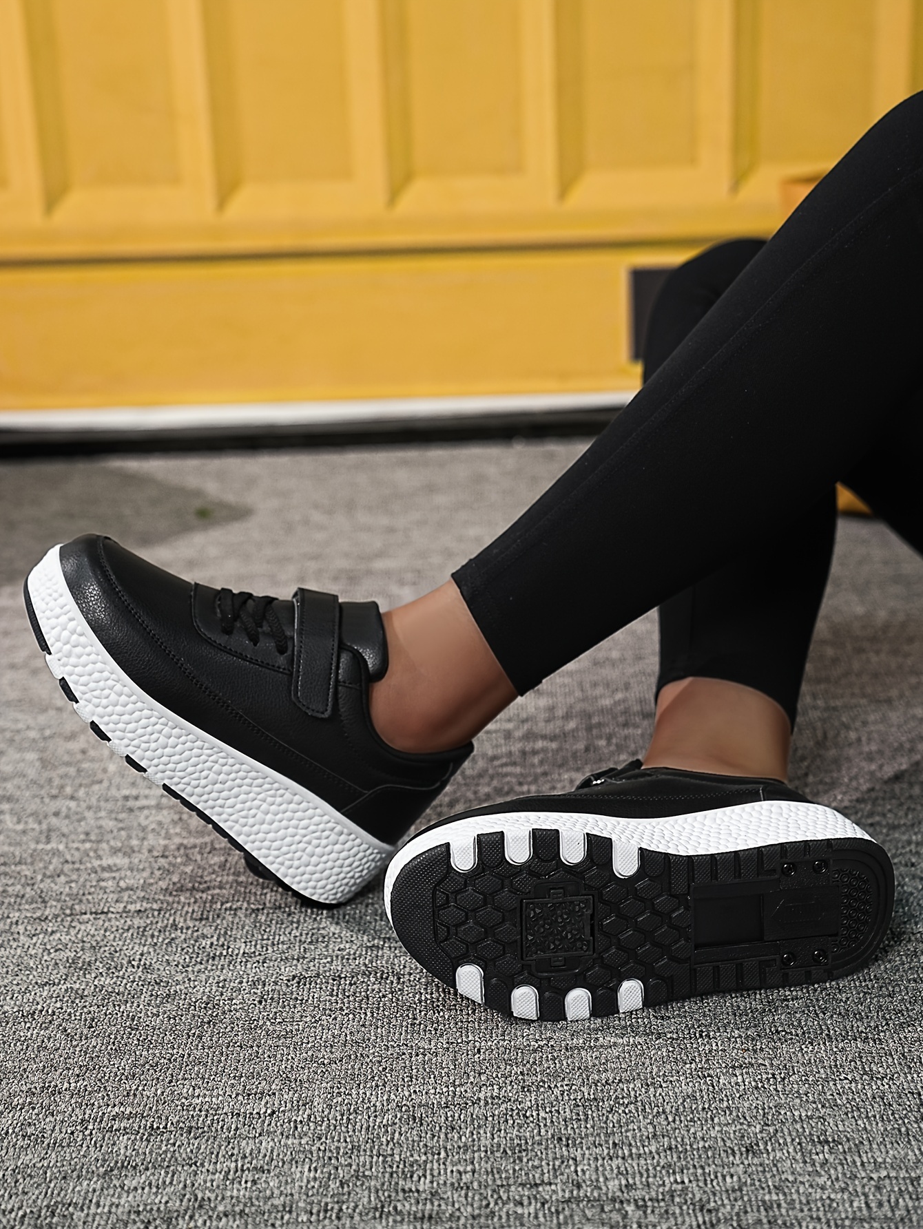 trendy cool low top roller skateboard shoes for boys lightweight anti slip retractable removable wheel shoes for indoor outdoor details 1
