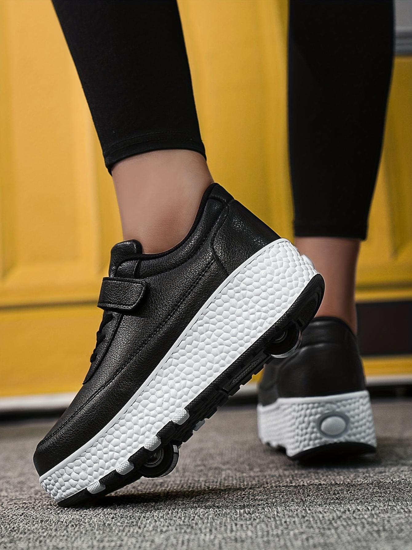 trendy cool low top roller skateboard shoes for boys lightweight anti slip retractable removable wheel shoes for indoor outdoor details 3