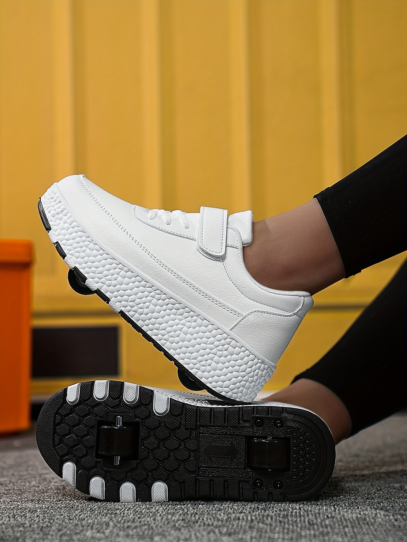 trendy cool low top roller skateboard shoes for boys lightweight anti slip retractable removable wheel shoes for indoor outdoor details 6