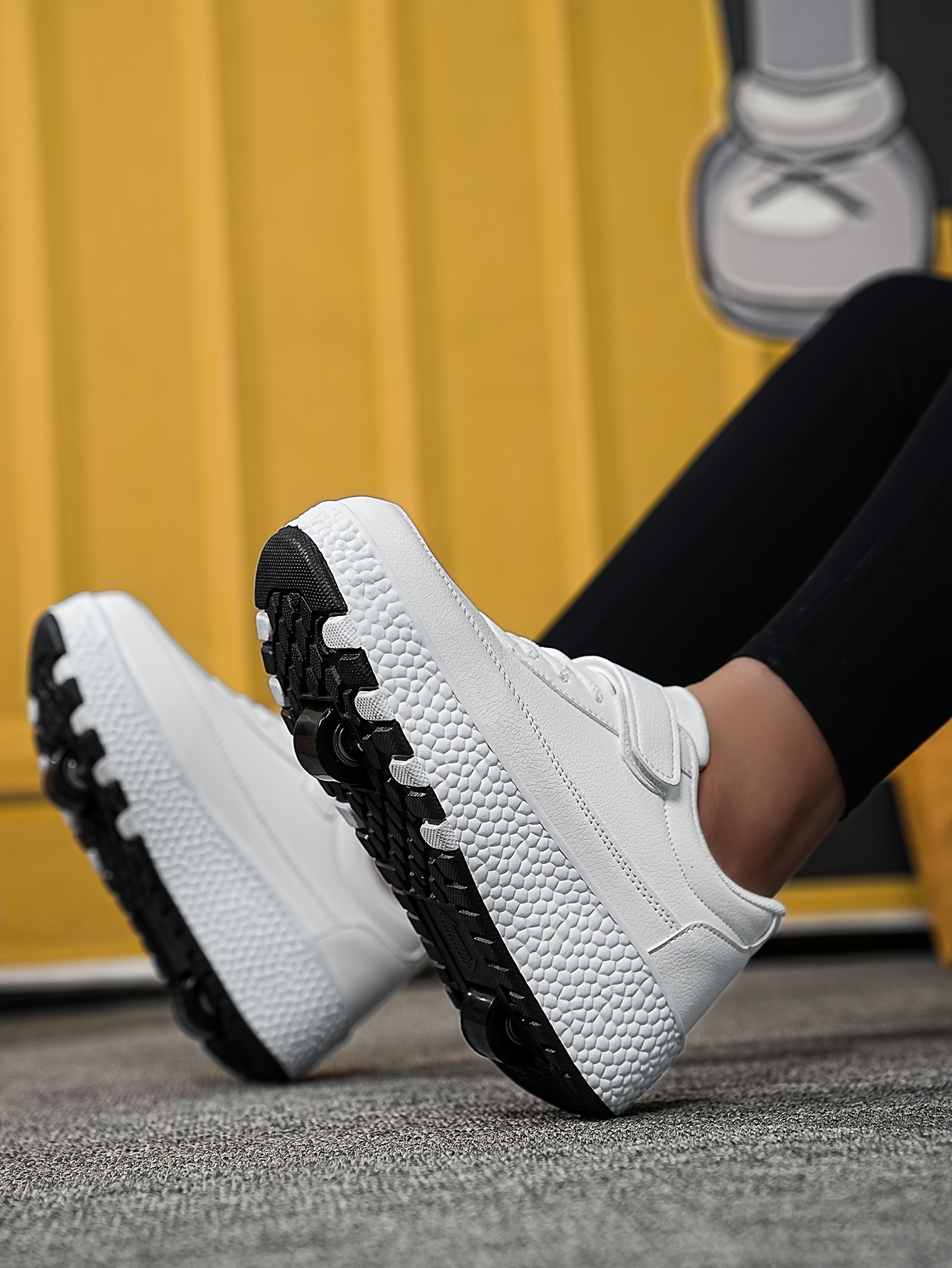trendy cool low top roller skateboard shoes for boys lightweight anti slip retractable removable wheel shoes for indoor outdoor details 9