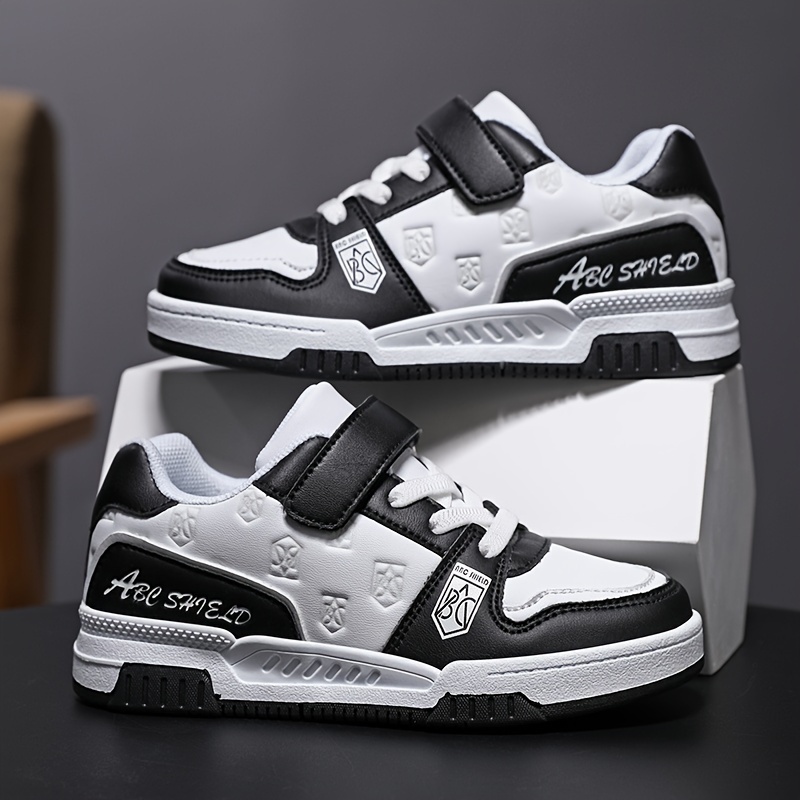 boys trendy reflective design skate     comfy non slip casual sneakers for kids outdoor activities details 0