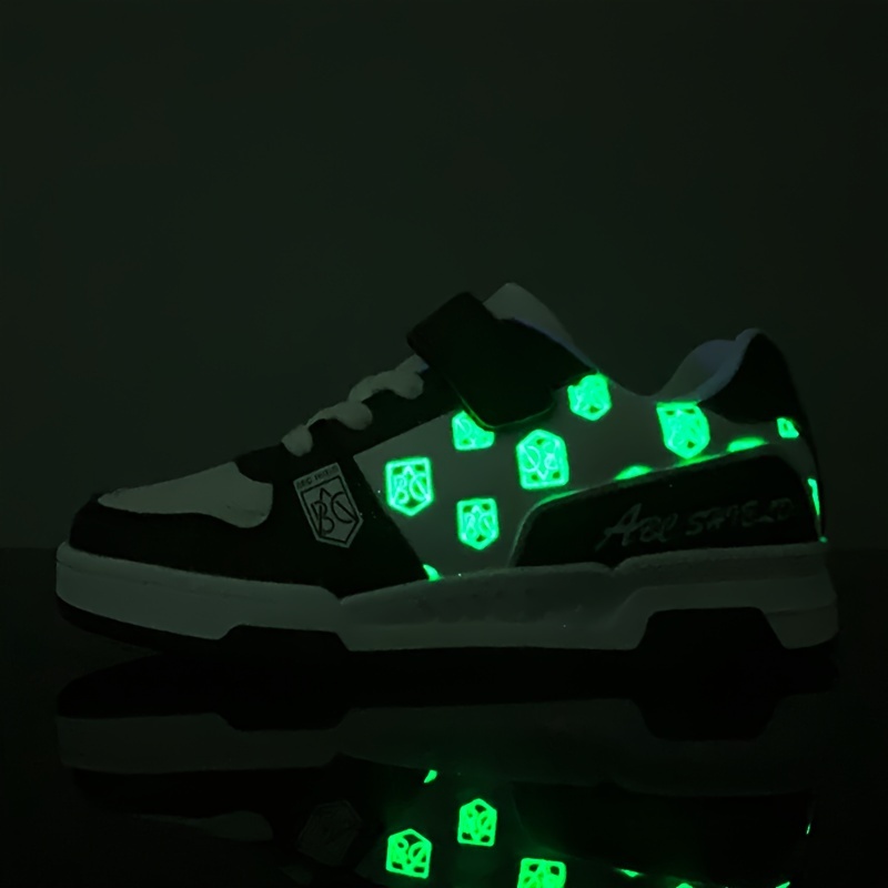 boys trendy reflective design skate     comfy non slip casual sneakers for kids outdoor activities details 5