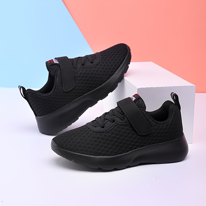 boys solid woven knit breathable running shoes comfy non slip soft sole sneakers for kids outdoor activities details 1
