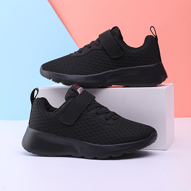 boys solid woven knit breathable running shoes comfy non slip soft sole sneakers for kids outdoor activities details 2