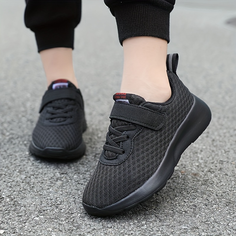 boys solid woven knit breathable running shoes comfy non slip soft sole sneakers for kids outdoor activities details 7