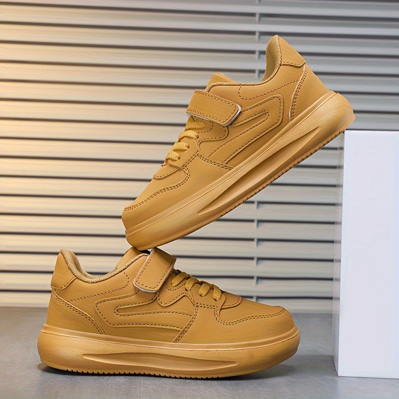 boys trendy solid chunky shoes comfy non slip casual no tie sneakers for kids outdoor activities details 1