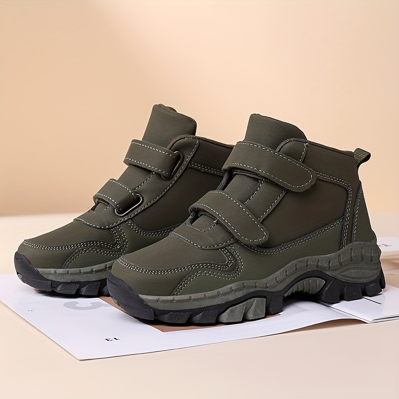 boys trendy solid hiking boots comfy non slip casual shoes for kids outdoor activities details 0