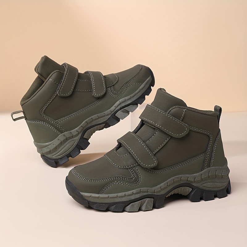 boys trendy solid hiking boots comfy non slip casual shoes for kids outdoor activities details 1