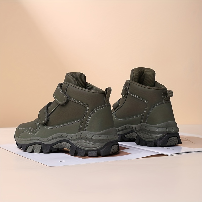 boys trendy solid hiking boots comfy non slip casual shoes for kids outdoor activities details 2