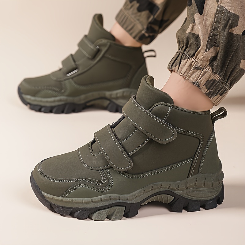 boys trendy solid hiking boots comfy non slip casual shoes for kids outdoor activities details 3