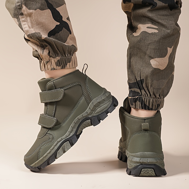 boys trendy solid hiking boots comfy non slip casual shoes for kids outdoor activities details 5