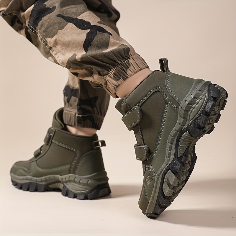 boys trendy solid hiking boots comfy non slip casual shoes for kids outdoor activities details 6