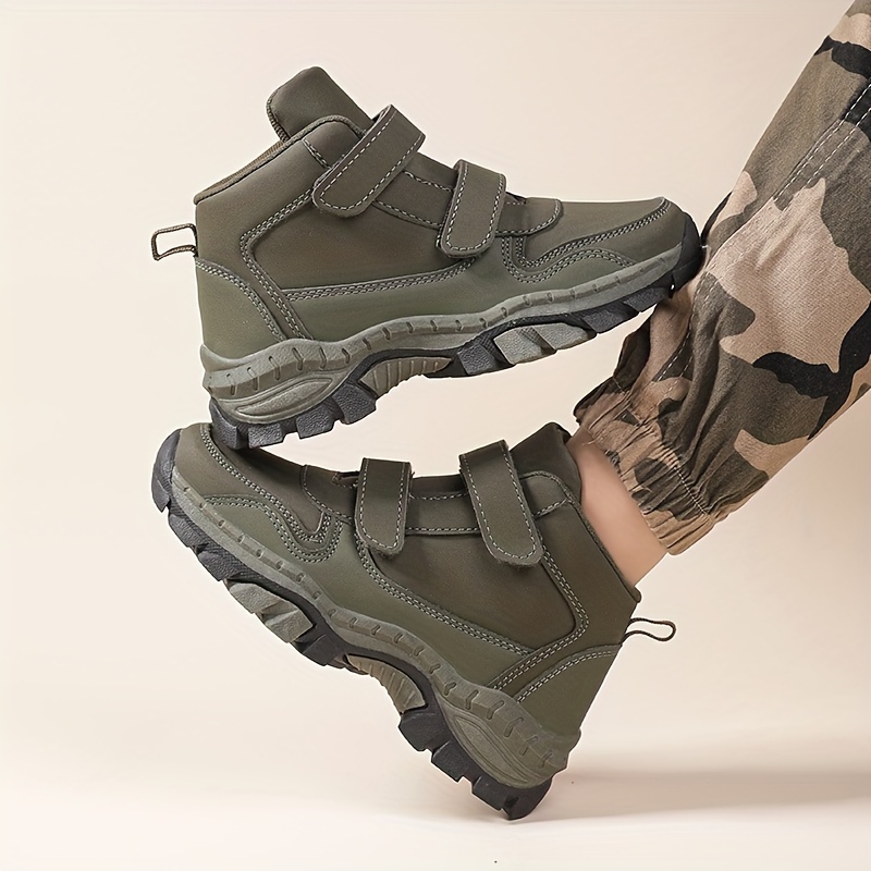 boys trendy solid hiking boots comfy non slip casual shoes for kids outdoor activities details 7