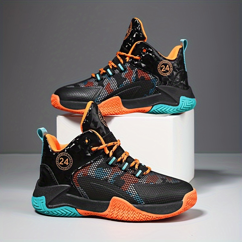 boys trendy basketball shoes comfy non slip lace up casual sneakers for kids outdoor activities details 2