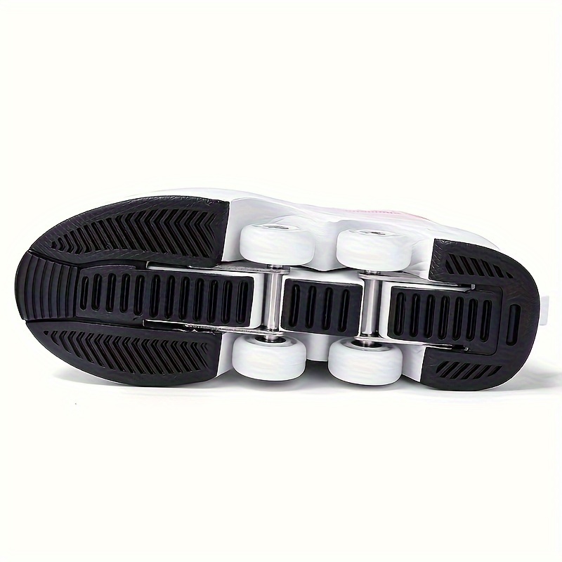 boys trendy high top roller shoes with 4 detachable wheels comfy lace up casual skate sneakers details 4