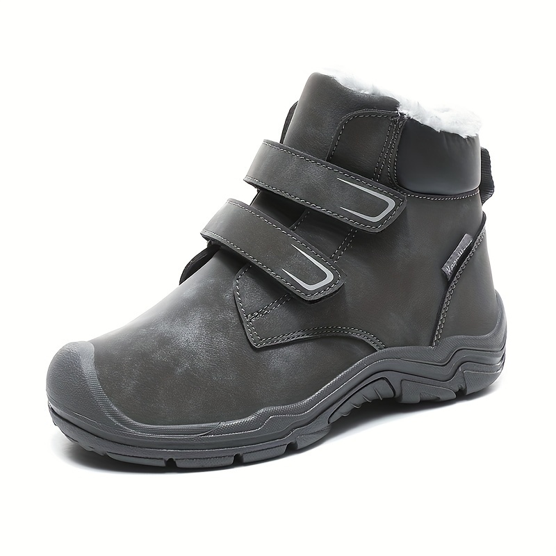 boys vintage snow boots warm fleece cozy non slip ankle boots plush comfy outdoor hiking shoes lined trekking shoes winter details 1