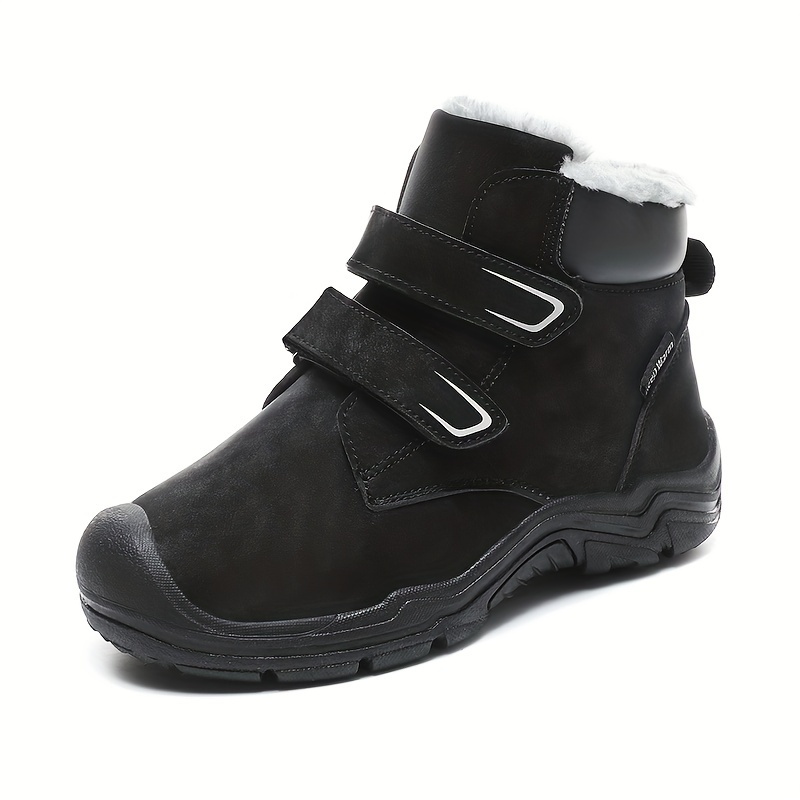 boys vintage snow boots warm fleece cozy non slip ankle boots plush comfy outdoor hiking shoes lined trekking shoes winter details 2