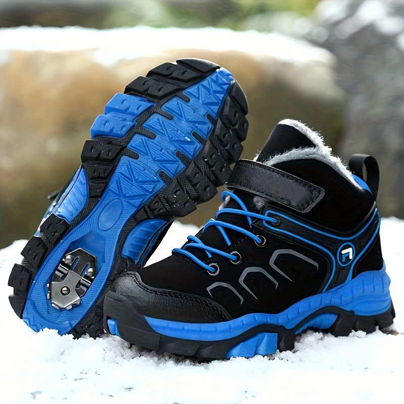 boys trendy snow boots with warm plush comfy non slip sneakers for kids outdoor activities winter autumn details 1
