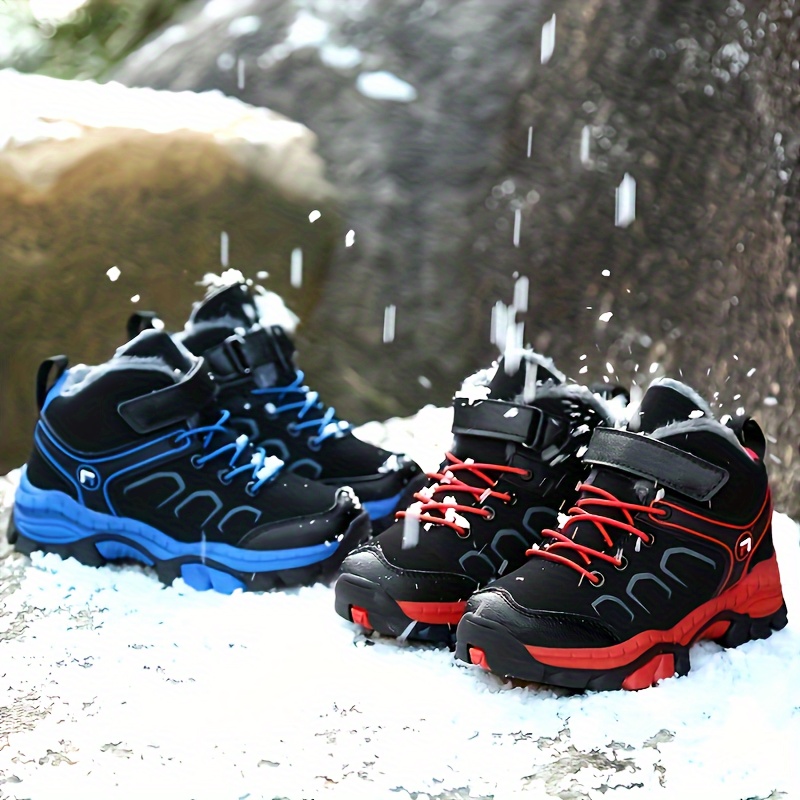 boys trendy snow boots with warm plush comfy non slip sneakers for kids outdoor activities winter autumn details 3