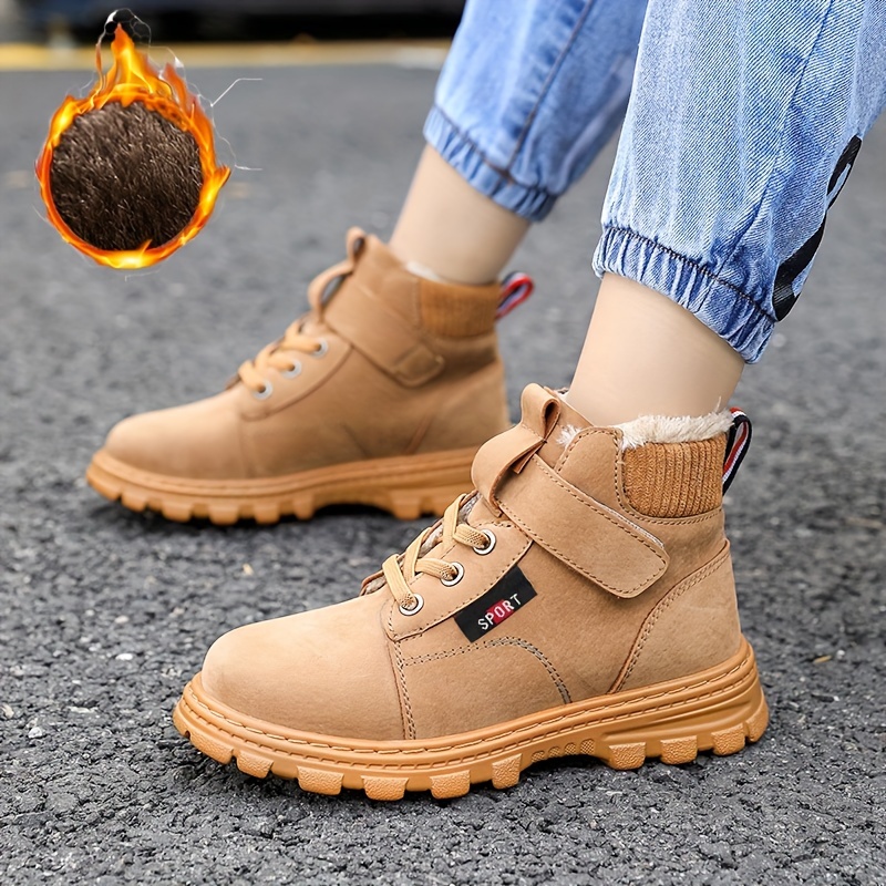 comfortable boots with for boys plus fleece boots for outdoor walking hiking autumn and winter details 0