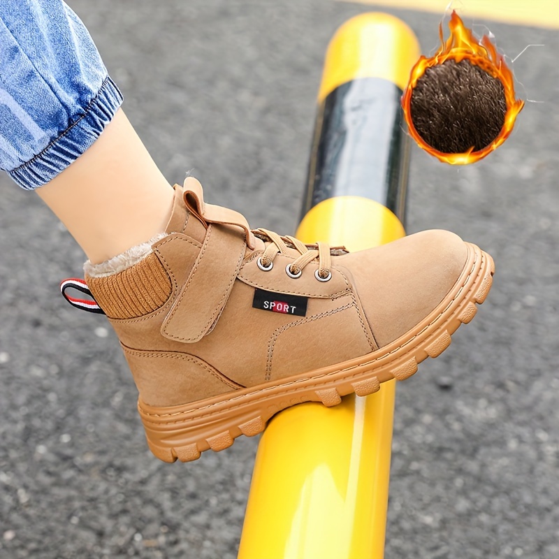 comfortable boots with for boys plus fleece boots for outdoor walking hiking autumn and winter details 2