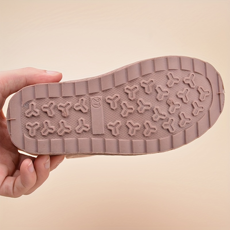 comfortable non slip snow plus fleece slip on boots for indoor outdoor walking winter details 5