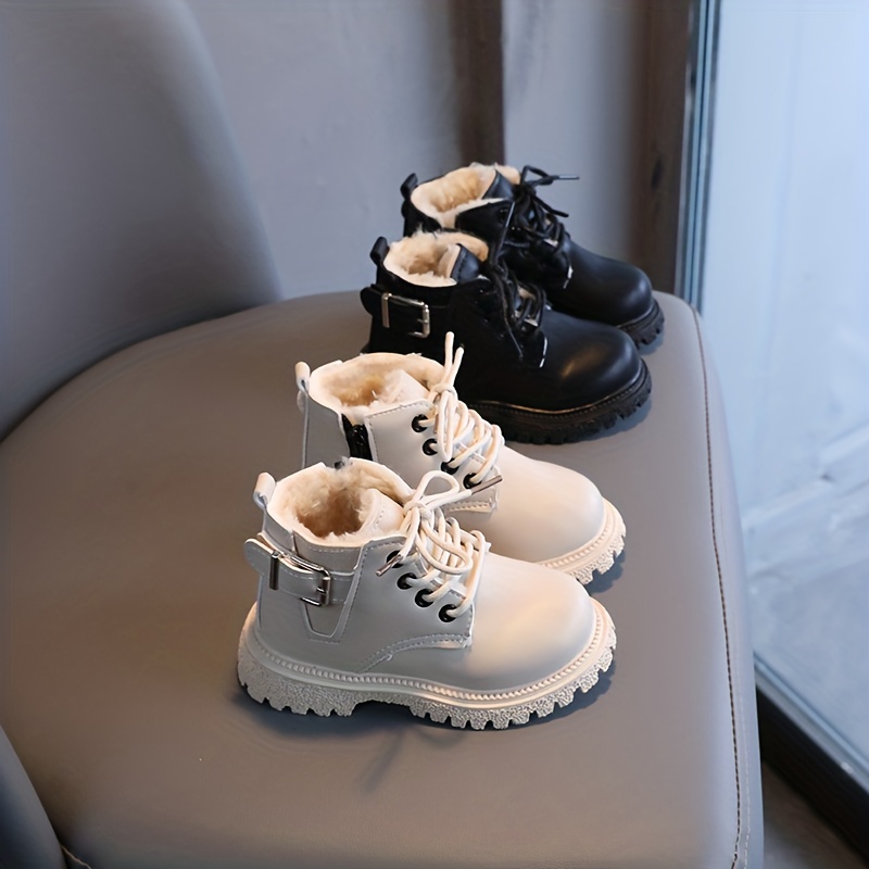 trendy comfortable plus fleece boots with zipper for boys lightweight non slip boots for indoor winter details 0