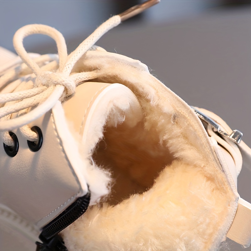 trendy comfortable plus fleece boots with zipper for boys lightweight non slip boots for indoor winter details 2