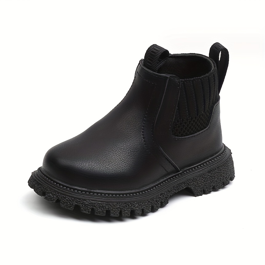 trendy cool solid color boots with zipper for boys lightweight non slip boots for indoor autumn details 5