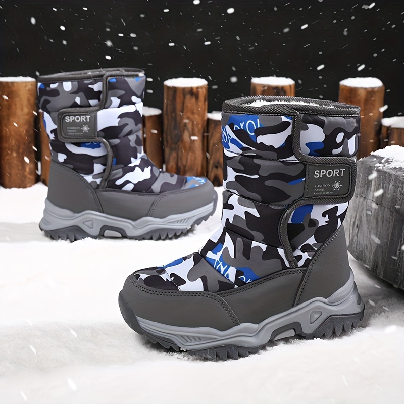 casual camouflage comfortable plus fleece boots for indoor outdoor walking autumn and winter details 3