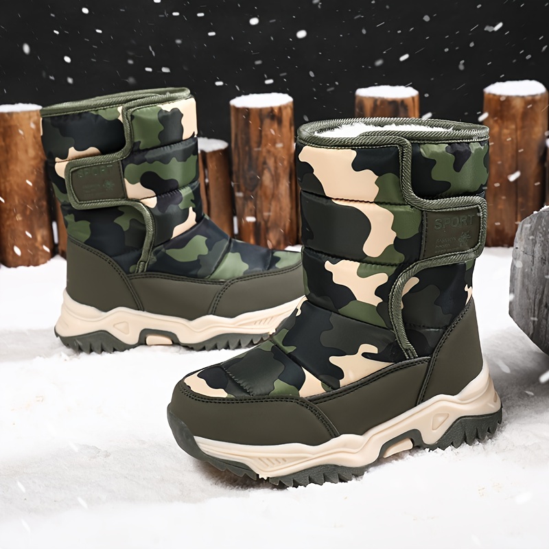 casual camouflage comfortable plus fleece boots for indoor outdoor walking autumn and winter details 4