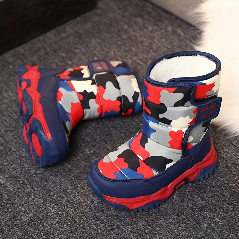 casual camouflage comfortable plus fleece boots for indoor outdoor walking autumn and winter details 6