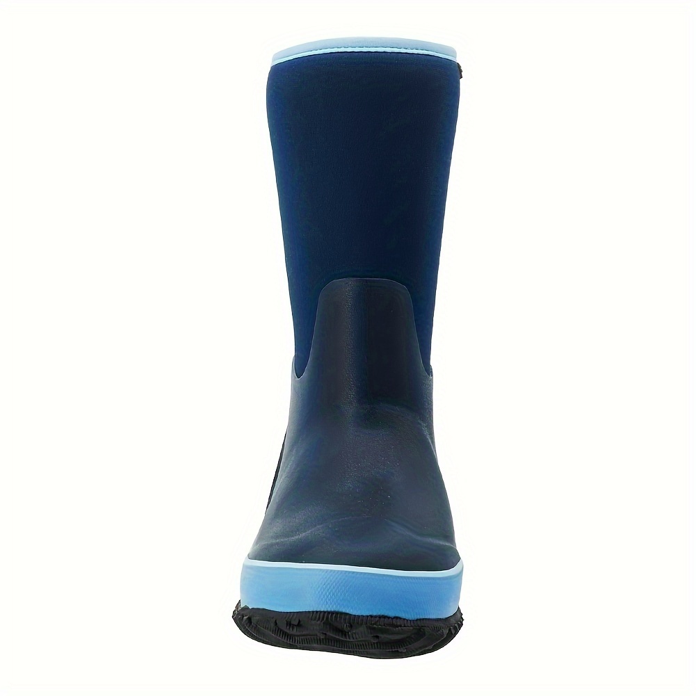 boys classic solid color high boots with warm plush comfy non slip waterproof rubber shoes winter details 3