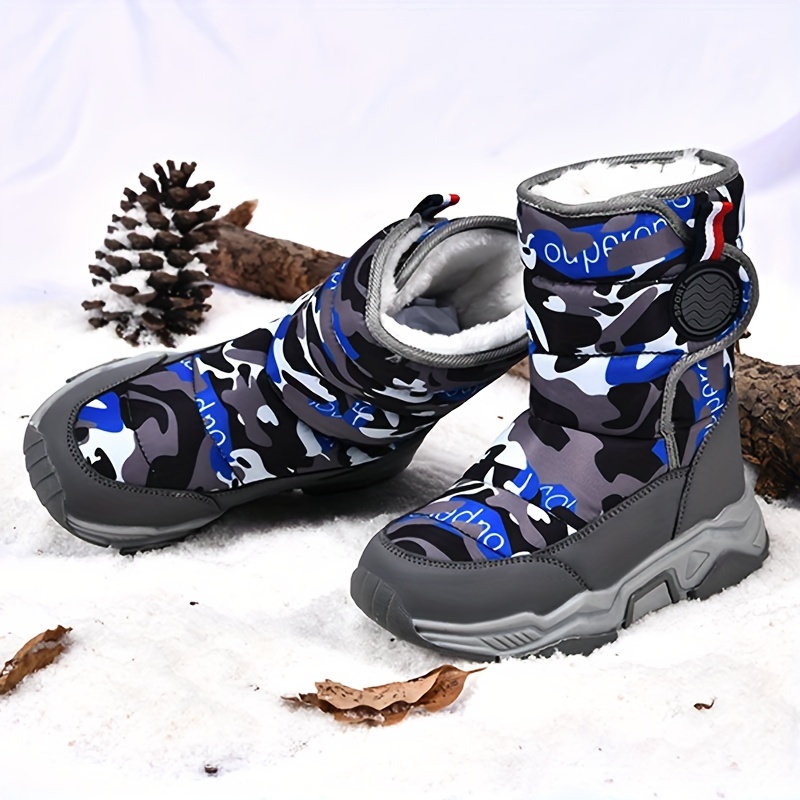 mens high boots warm fleece cozy non slip ankle boots plush comfy outdoor hiking shoes lined trekking shoes winter details 0