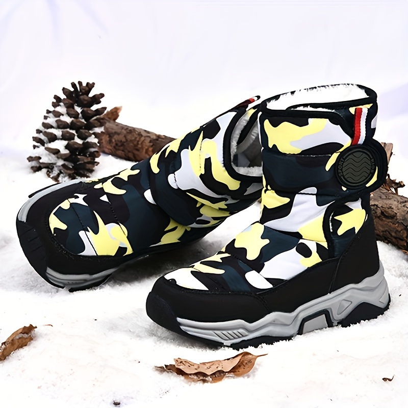 mens high boots warm fleece cozy non slip ankle boots plush comfy outdoor hiking shoes lined trekking shoes winter details 1
