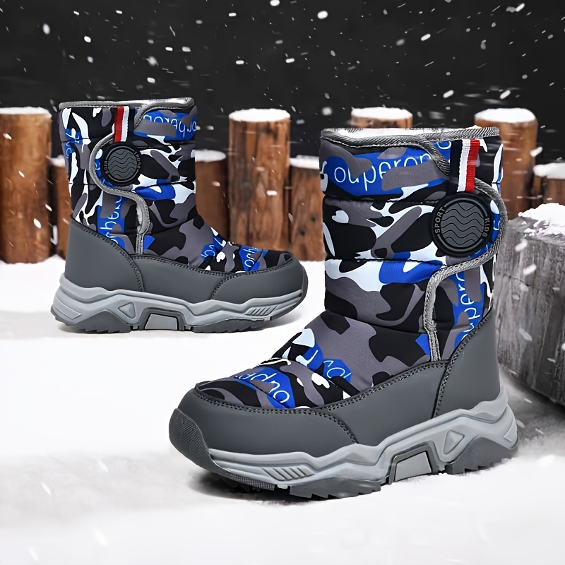 mens high boots warm fleece cozy non slip ankle boots plush comfy outdoor hiking shoes lined trekking shoes winter details 2