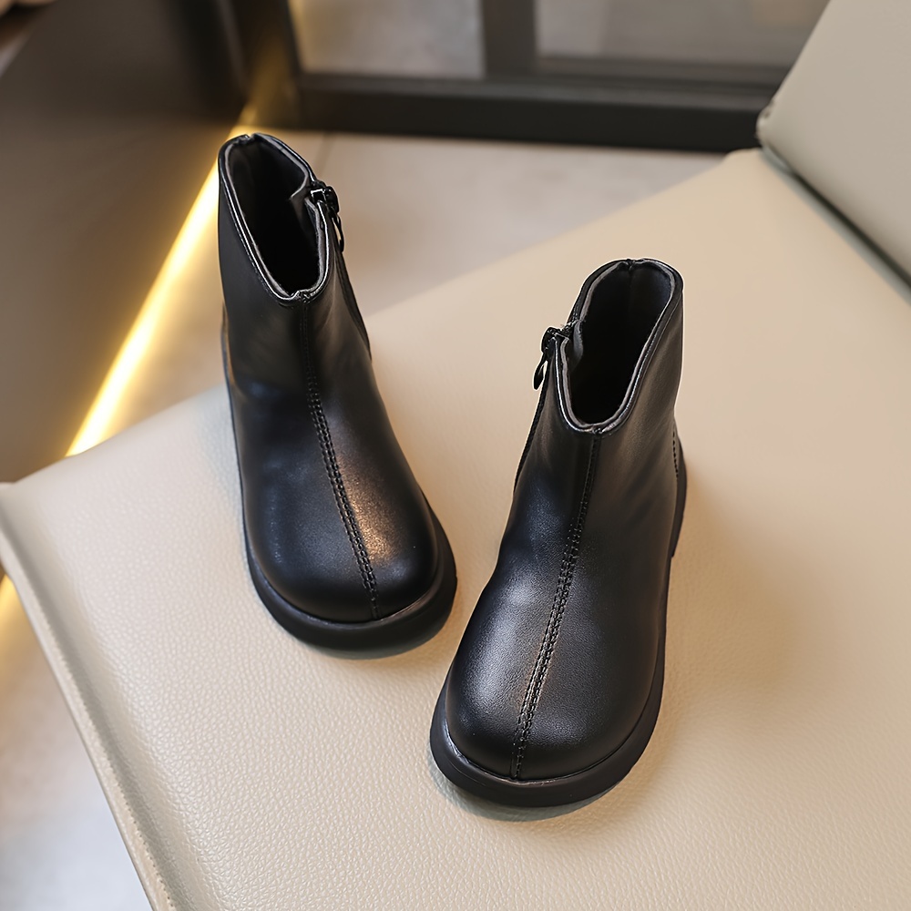 trendy solid color ankle high kids comfortable non slip boots with zipper for indoor details 9
