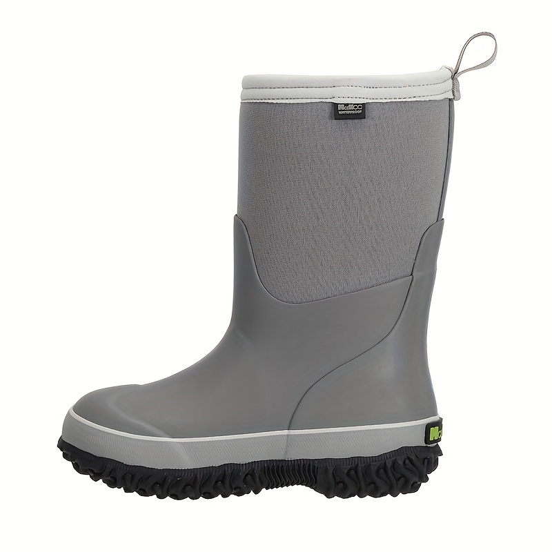 a pair of gray big boy high male rain boots fashion wear wear waterproof non slip warm suitable for sports wear boys and girls can wear details 3