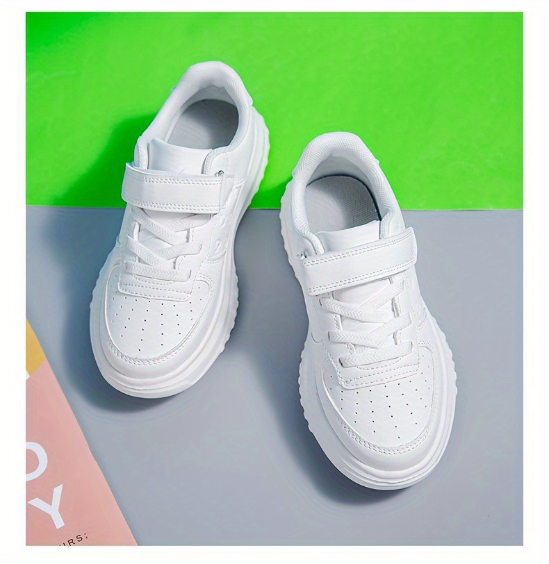boys solid color low top skateboard shoes with hook loop comfy non slip casual sneakers for outdoor details 2